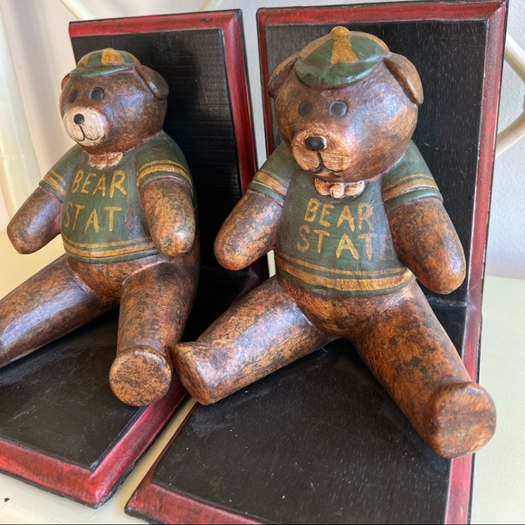 Vintage wooden bear bookends - Picture 4 of 11